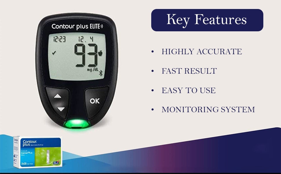 Contour Plus Elite Glucose Monitor System With 25 Glucose Test Strip - Image 4