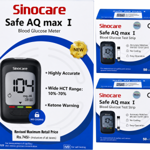 Sinocare Safe AQ Max I Glucometer Kit with 200 Test Strips | No Coding Meter