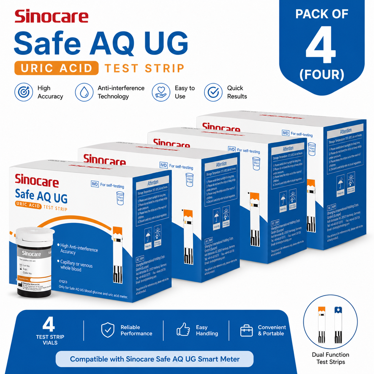 Sinocare Safe AQ UG Uric Acid 200 Test Strips - Image 4