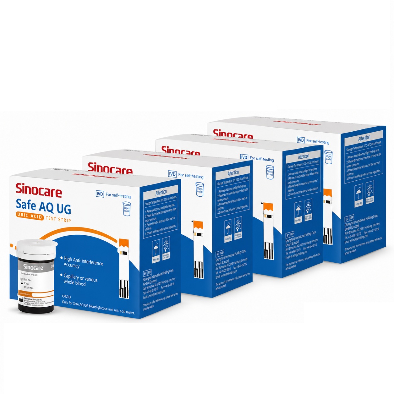 Sinocare Safe AQ UG Uric Acid 200 Test Strips