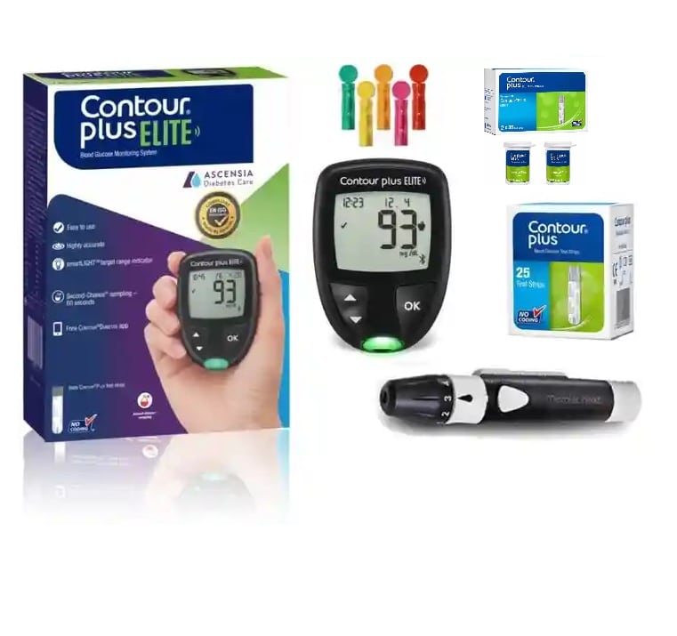 Contour Plus Elite Meter Kit with 75 Test Strips | (25+50) Strips